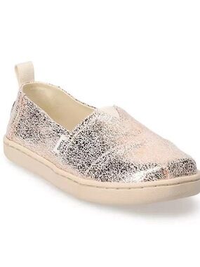 ✨ Glitter Goals: Gold Crackle TOMS for Trendy Girls ✨